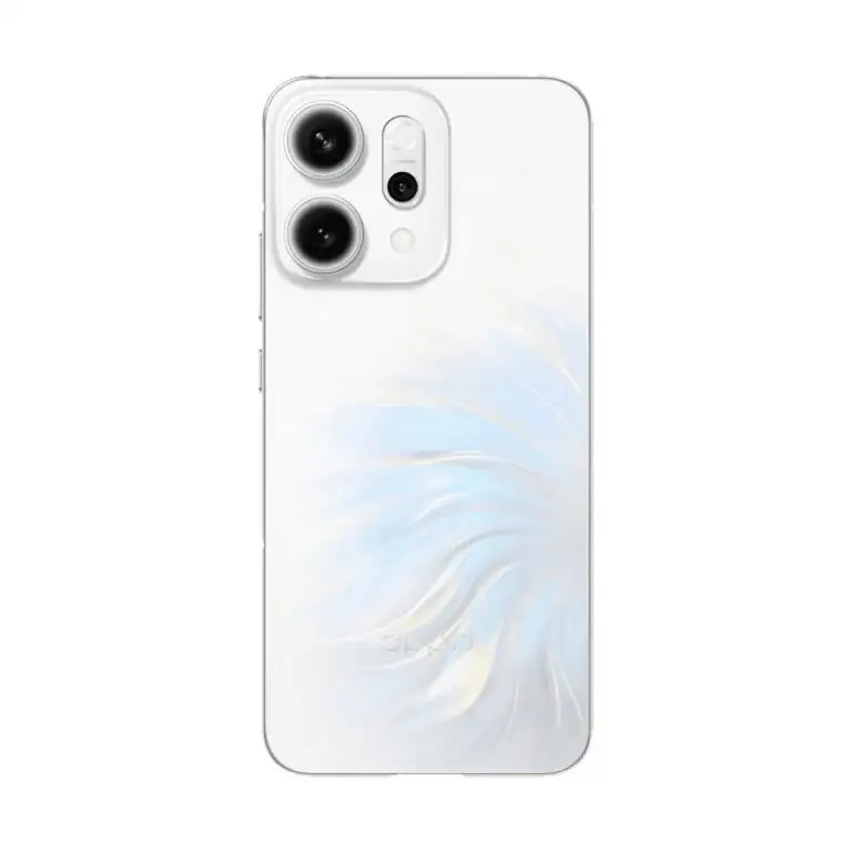 ظهر هاتف OPPO Reno 14 أبيض اللون.