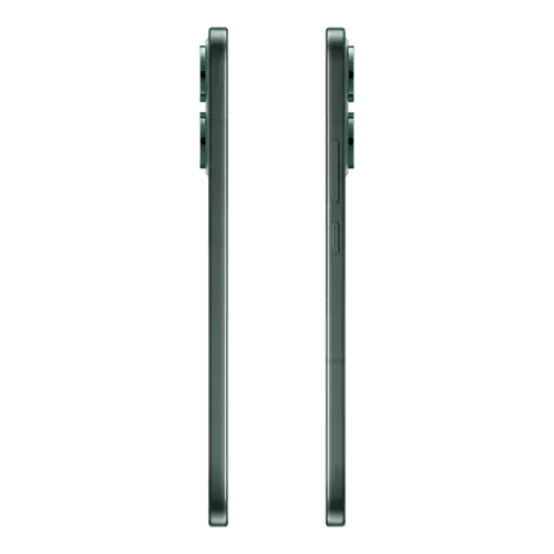 الجانب الأيسر و الايمن لهاتف oppo reno 14 pro اخضر للإشارة إلى سعر اوبو رينو 14 برو 5G.