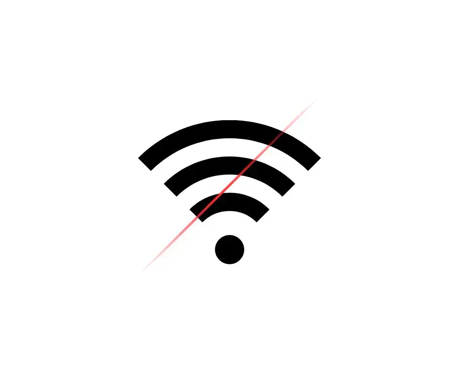 اشارة wi-fi سوداء عليها شرطة مائلة حمراء تشير إلى حل مشكلة عدم اتصال الهاتف بالواي فاي المخفي.